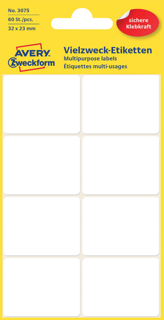 Etiket Avery Zweckform 3075 32x23mm wit 60 etiketten afbeelding