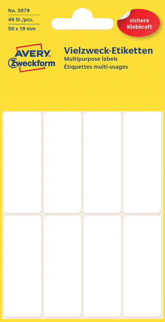 Etiket Avery 3079 50x19mm wit 48 stuks