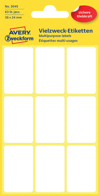 Etiket Avery Zweckform 3045 38x24mm wit 63 etiketten afbeelding