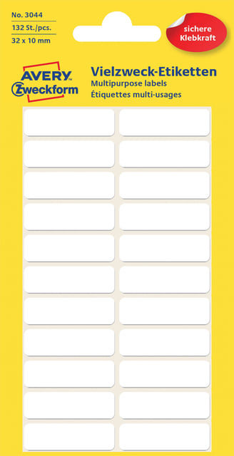 Etiket Avery Zweckform 3044 32x10mm wit 132 etiketten afbeelding