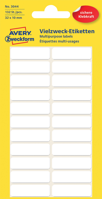 Etiket Avery Zweckform 3044 32x10mm wit 132stuks afbeelding