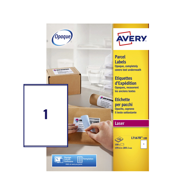 Etiket Avery L7167B-100 199.6x289.1mm blockout 100 stuks