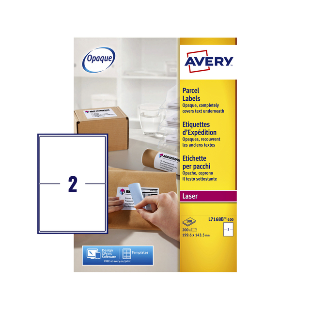Etiket Avery L7168B-100 199.6x143.5mm blockout 200stuks afbeelding