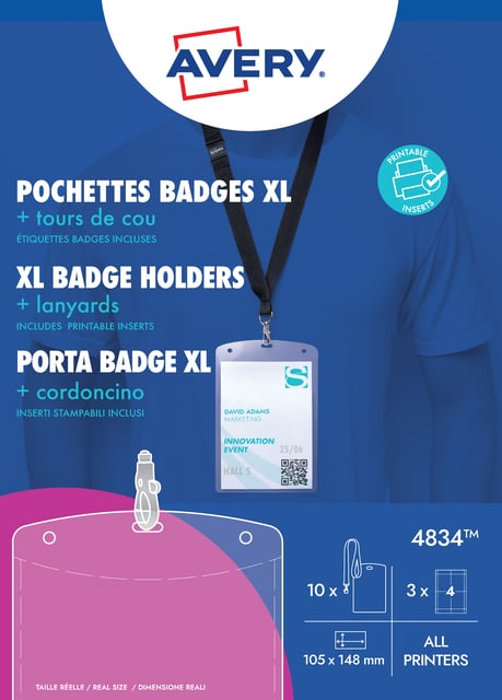 Badge Avery 4834 A6 hoes + insteekkaarten 10 stuks afbeelding