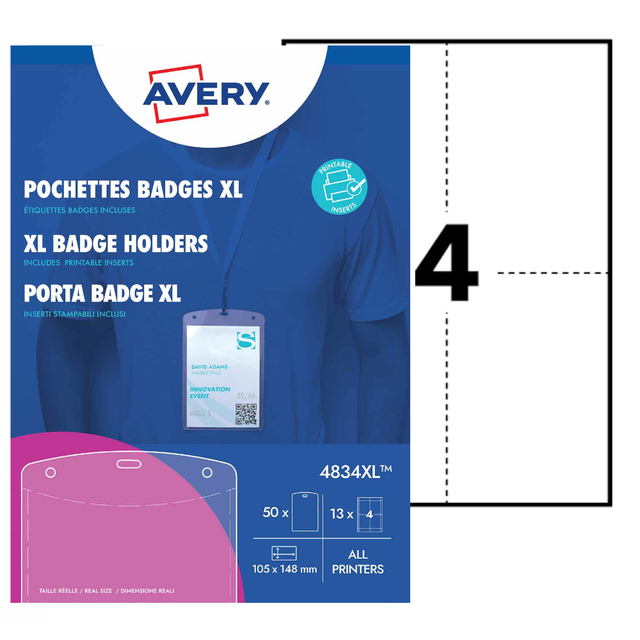 Badge Avery 4834 A6 hoes + insteekkaarten 10 stuks — Foto 2 van 2