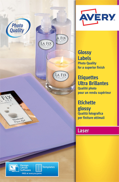 Etiket Avery L7767-40 210x297mm A4 hoogglans wit 40stuks afbeelding