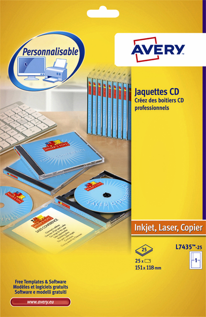 Cd inlegkaart Avery L7435-25 151x118mm afbeelding