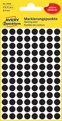Etiket Avery Zweckform 3009 rond 8mm zwart 416 etiketten