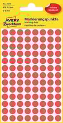 Etiket Avery Zweckform 3010 rond 8mm rood 416 etiketten