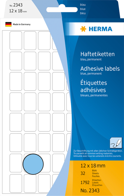 Etiket HERMA 2343 12x18mm blauw 1792stuks afbeelding