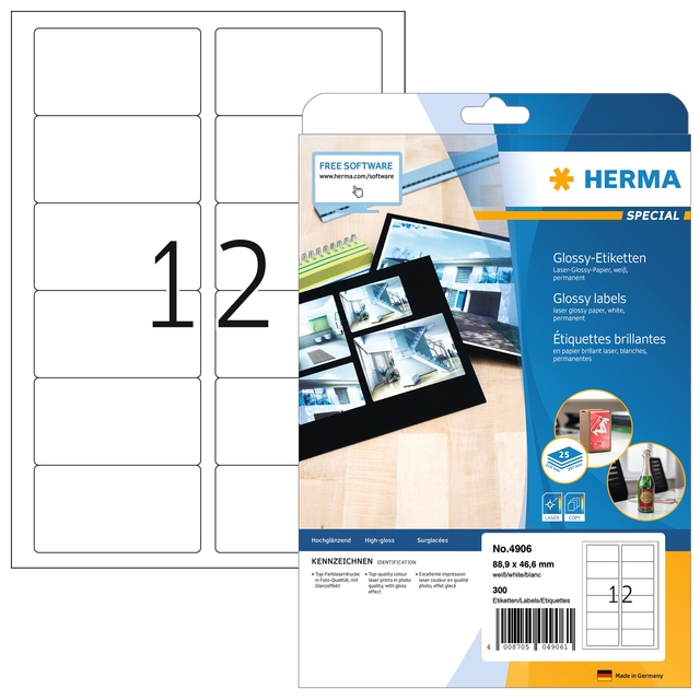 Etiket HERMA 4609 52.5x21.2mm premium wit 11200 etiketten afbeelding