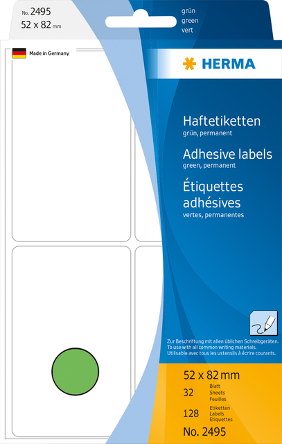 Etiket HERMA 2495 52x82mm groen 128stuks afbeelding
