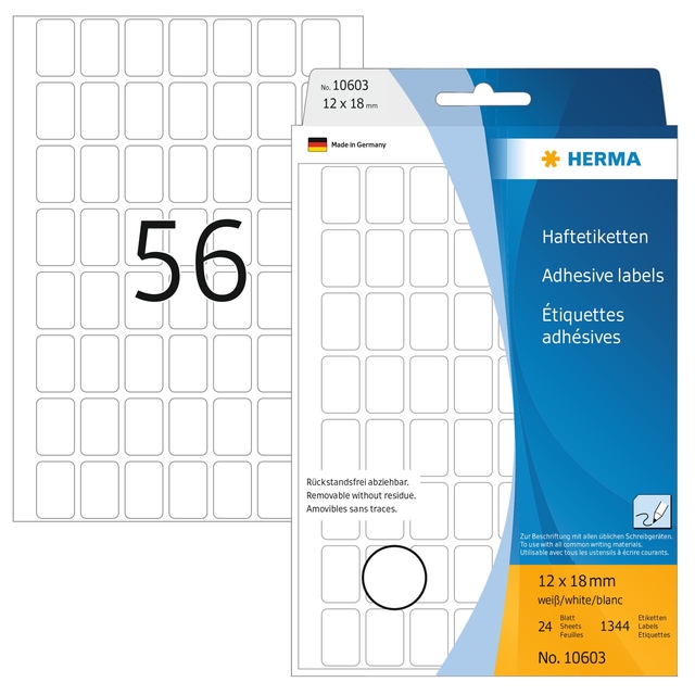 Etiket HERMA 10603 12x18mm verwijderbaar 1344 etiketten afbeelding