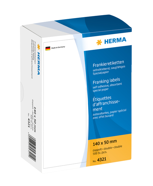 Frankeeretiket HERMA 4321 dubbel 140x50mm 500stuks afbeelding