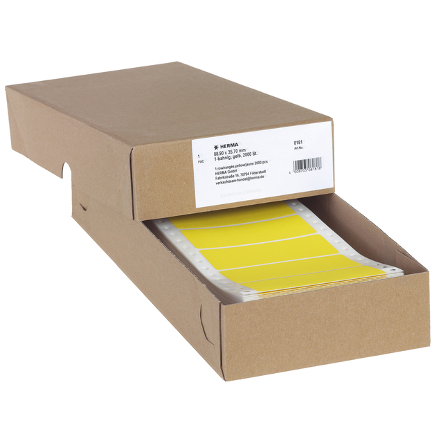 Etiket HERMA 8181 88.9x35.7mm 1-baans geel 2000stuks afbeelding