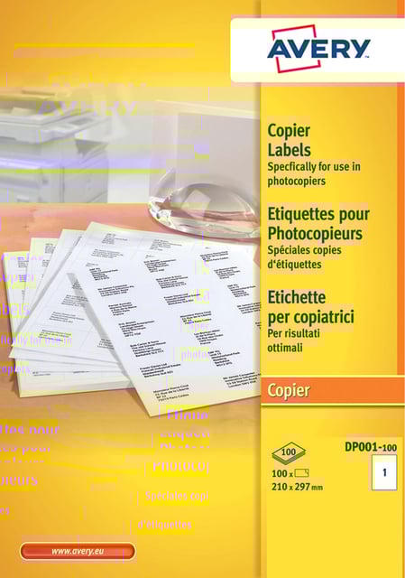 Etiket Avery DP001 210x297 wit 100 etiketten afbeelding