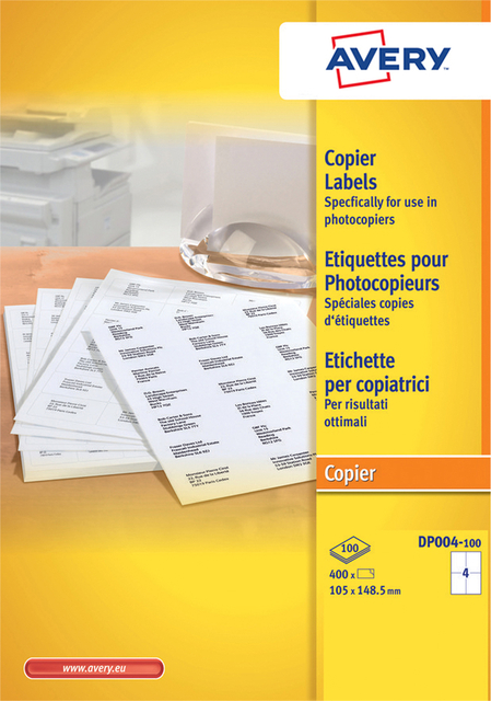 Etiket Avery DP004-100 105x149mm wit 400 etiketten afbeelding