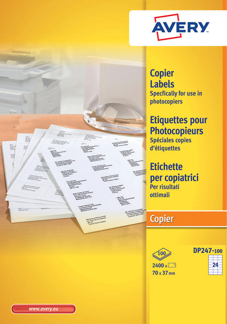 Etiket Avery DP247-100 70x37mm wit 2400 etiketten afbeelding