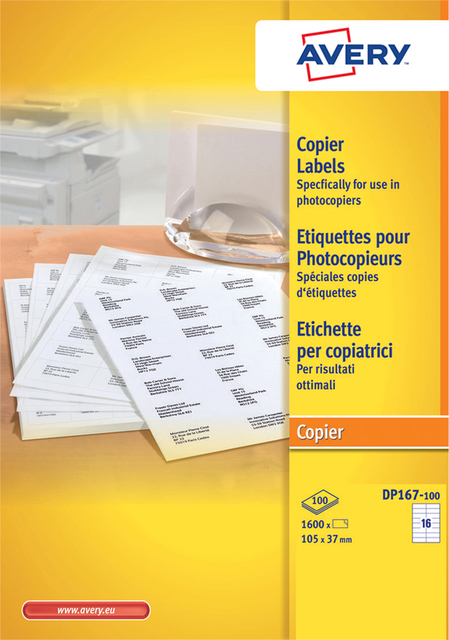 Etiket Avery DP167-100 105x37mm wit 1600 etiketten afbeelding