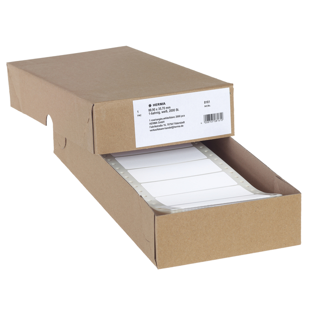 Etiket HERMA 8161 88.9x35.7mm 1-baans wit 2000stuks afbeelding