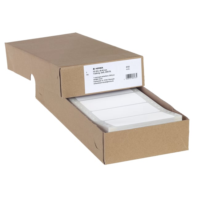 Etiket HERMA 8163 101.6x48.4mm 1-baans wit 2000stuks afbeelding