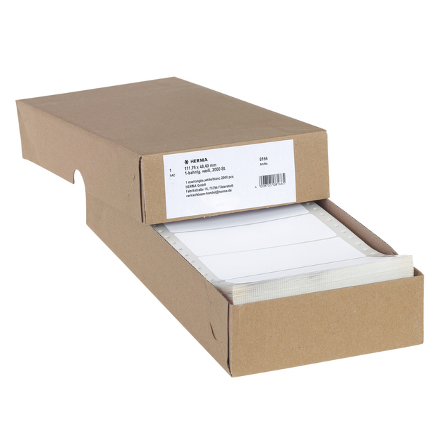 Etiket HERMA 8166 111.7x48.4mm 1-baans wit 2000stuks afbeelding