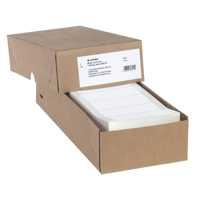Etiket HERMA 8211 88.9x35.7mm 1-baans wit 4000stuks afbeelding