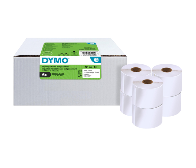 Etiket Dymo LabelWriter naamkaart 54x101mm 6 rollen á 220 stuks wit afbeelding