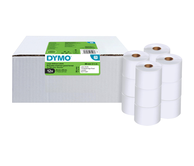 Etiket Dymo LabelWriter adressering 36x89mm 12 rollen á 260 stuks wit afbeelding