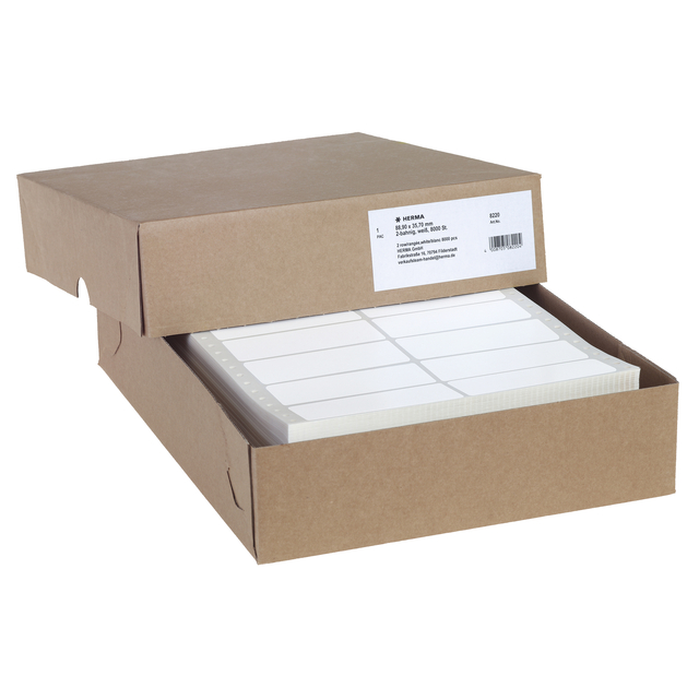 Etiket HERMA 8220 88.9x35.7mm 2-baans wit 8000stuks afbeelding