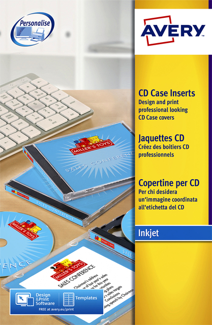 Cd inlegkaart Avery J8435-25 151x117mm 25 vel afbeelding