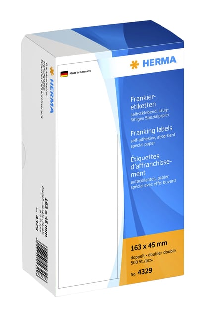 Frankeeretiket HERMA 4329 dubbel 163x45mm 500stuks afbeelding