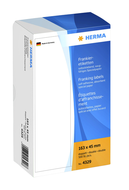 Frankeeretiket HERMA 4329 dubbel 163x45mm 500stuks afbeelding