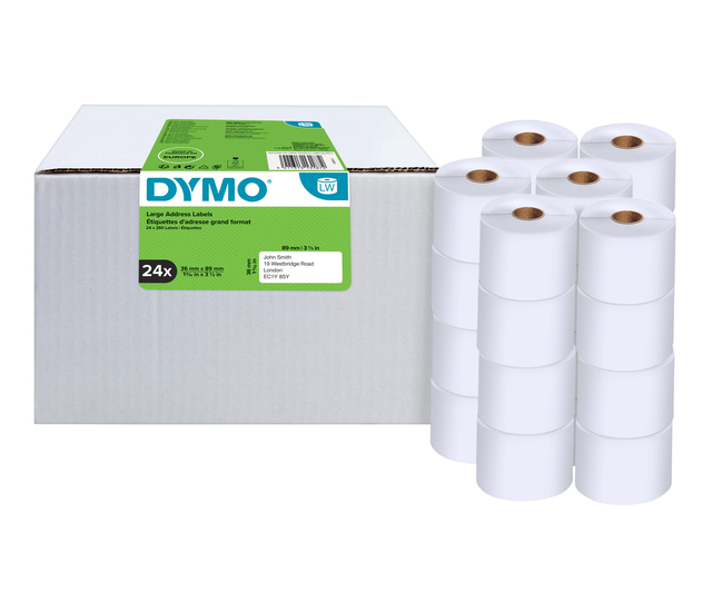 Etiket Dymo LabelWriter adressering 36x89mm 24 rollen á 260 stuks wit afbeelding