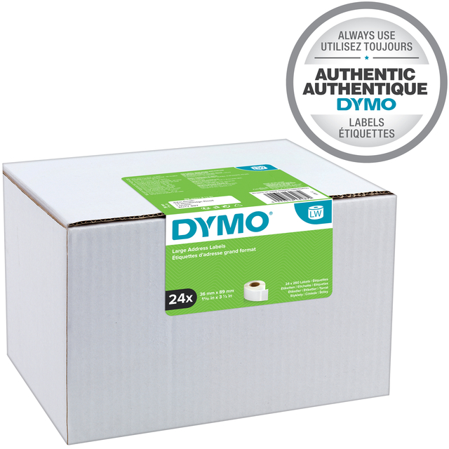 Etiket Dymo LabelWriter adressering 36x89mm 24 rollen á 260 stuks wit — Foto 2 van 2