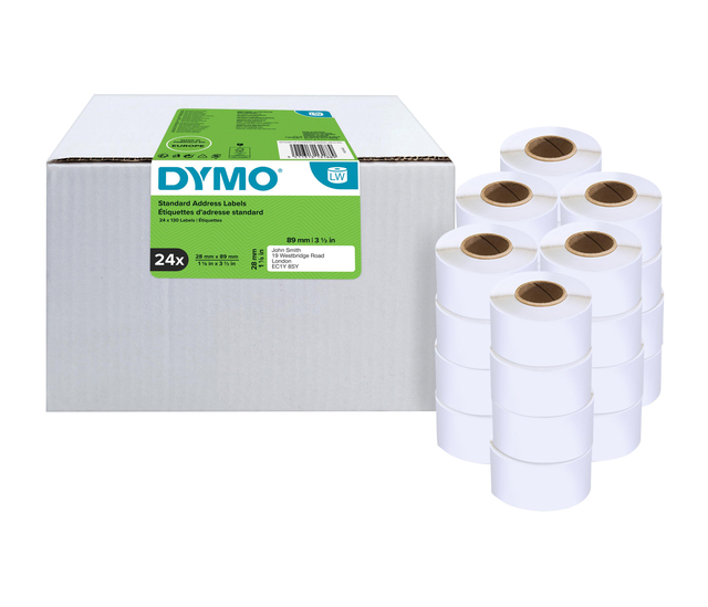 Etiket Dymo LabelWriter adressering 28x89mm 24 rollen á 130 stuks wit afbeelding