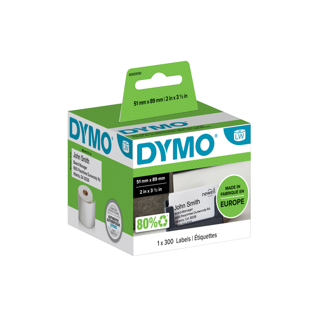 Etiket Dymo LabelWriter visitekaart 51x89mm 1 rol á 300 stuks wit afbeelding