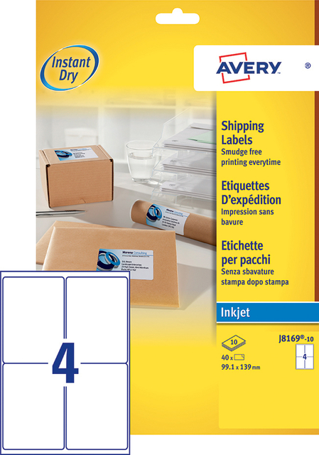Etiket Avery J8169-10 99.1x139mm wit 40stuks afbeelding