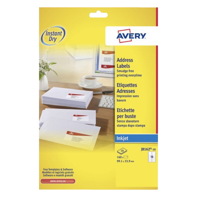 Etiket Avery J8162-10 99.1x33.9mm wit 160 etiketten afbeelding