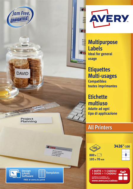 Etiket Avery L4745REV-25 96x63.5mm wit 200 etiketten afbeelding