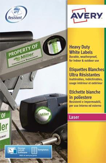 Etiket Avery L7060-20 63.5x38.1mm polyester wit 420 stuks