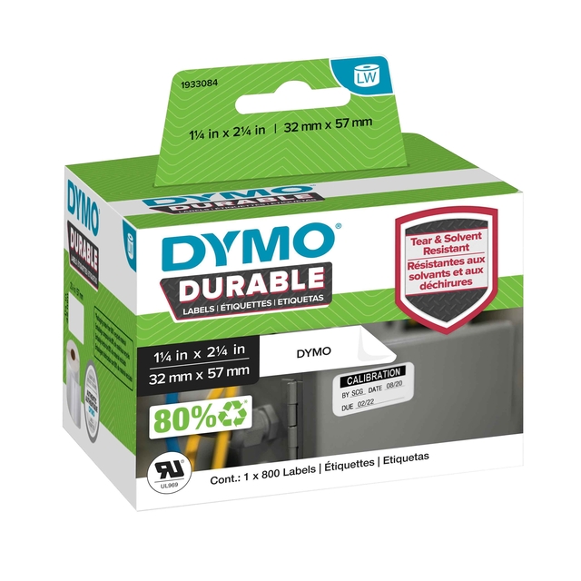 Etiket Dymo LabelWriter industrieel 32x57mm 1 rol á 800 stuks wit afbeelding