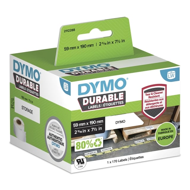 Etiket Dymo LabelWriter industrieel 59x190mm 1 rol á 170 stuks wit afbeelding