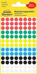 Etiket Avery Zweckform 3090 rond 8mm assorti 416 etiketten