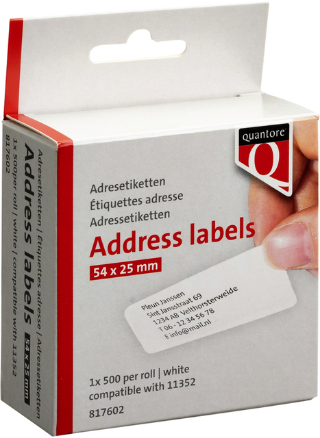 Labeletiket Quantore 11352 54x25mm adres wit 500 stuks afbeelding