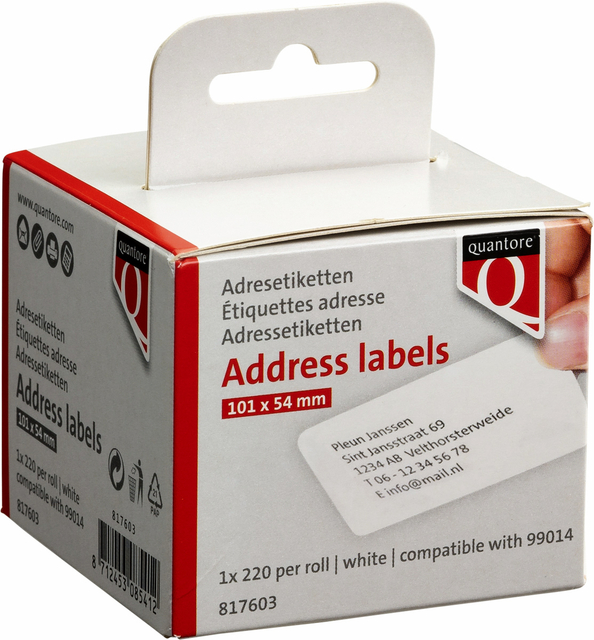 Labeletiket Quantore 99014 54x101mm adres wit afbeelding