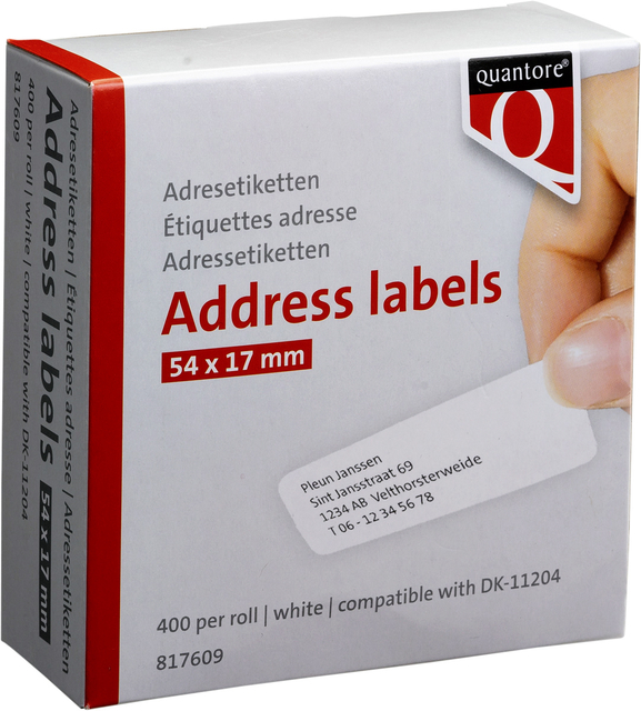 Labeletiket Quantore DK-11204 17x54mm wit 400 stuks afbeelding