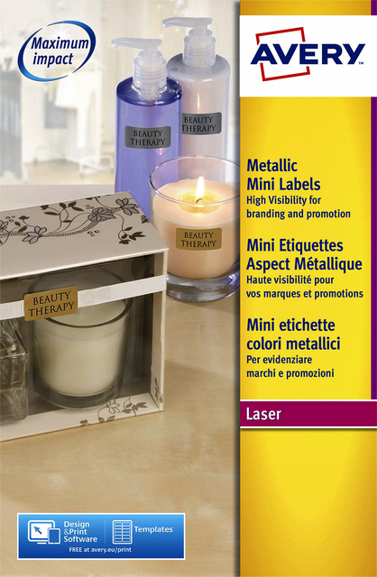 Etiket Avery L7690-25 38.1x21.2mm zilver 1625stuks afbeelding