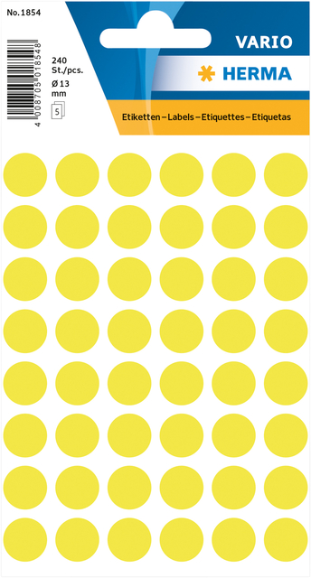 Etiket HERMA 1854 rond 12mm fluor geel 240stuks afbeelding