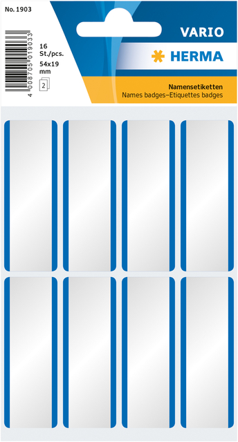 Naambadge etiket Etiket HERMA 1903 54x19mm wit blauw afbeelding